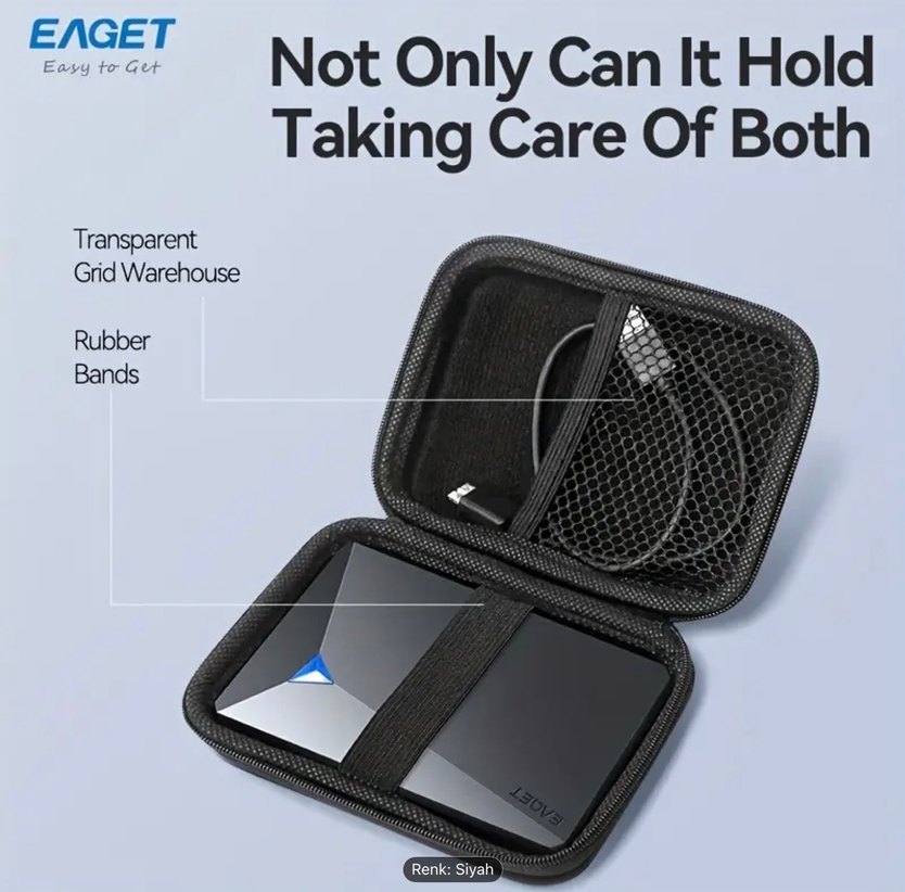 EAGET Siyah Taşınabilir çanta - Görsel 3