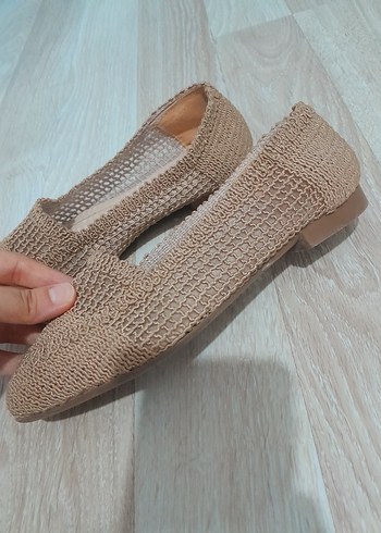 LC Waikiki Bej Örgü Kadın Dolgu Topuk Babet