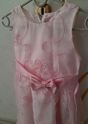 Pembe Fiyonklu Kız Çocuk Straplez Elbise - Görsel 7