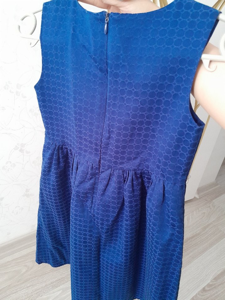 Kız Çocuk Lacivert Pilili Kolsuz Elbise - Görsel 3