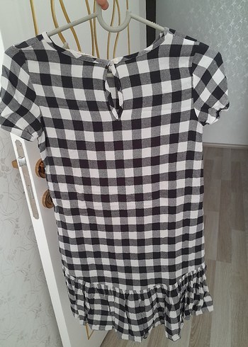 Gri Kareli Kısa Kollu Salaş Midi  çocuk Elbise - Görsel 6