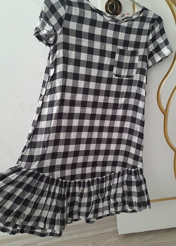 Gri Kareli Kısa Kollu Salaş Midi  çocuk Elbise - Görsel 5