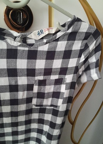 Gri Kareli Kısa Kollu Salaş Midi  çocuk Elbise - Görsel 7