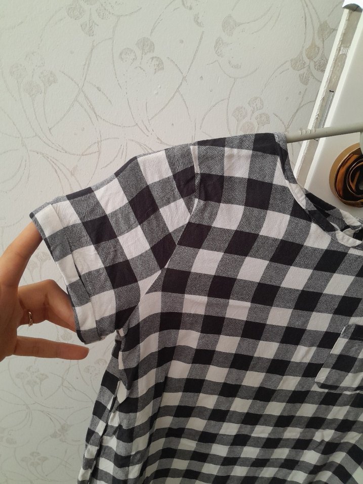 Gri Kareli Kısa Kollu Salaş Midi  çocuk Elbise - Görsel 2