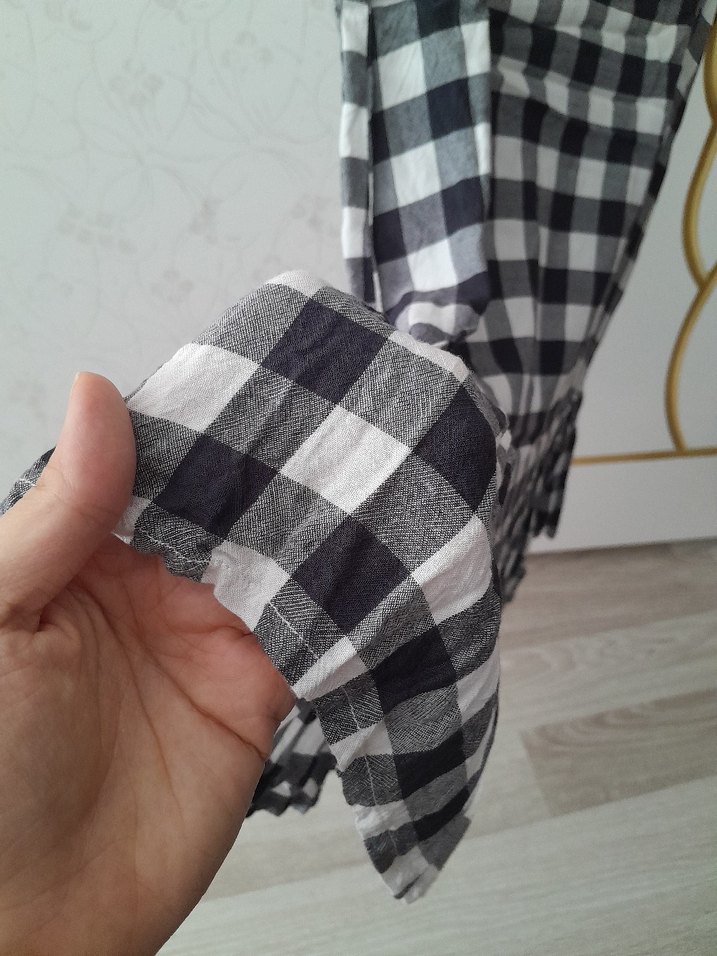 Gri Kareli Kısa Kollu Salaş Midi  çocuk Elbise - Görsel 4