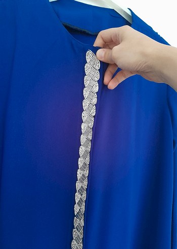 Mavi Zincir Detaylı Uzun Kadın ferace - Görsel 7