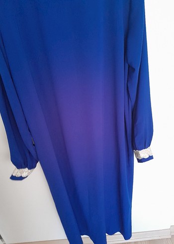 Mavi Zincir Detaylı Uzun Kadın ferace - Görsel 5