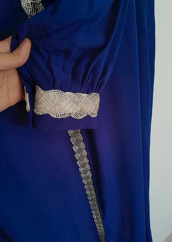 Mavi Zincir Detaylı Uzun Kadın ferace - Görsel 6