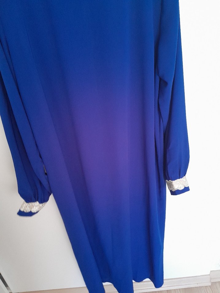 Mavi Zincir Detaylı Uzun Kadın ferace - Görsel 5