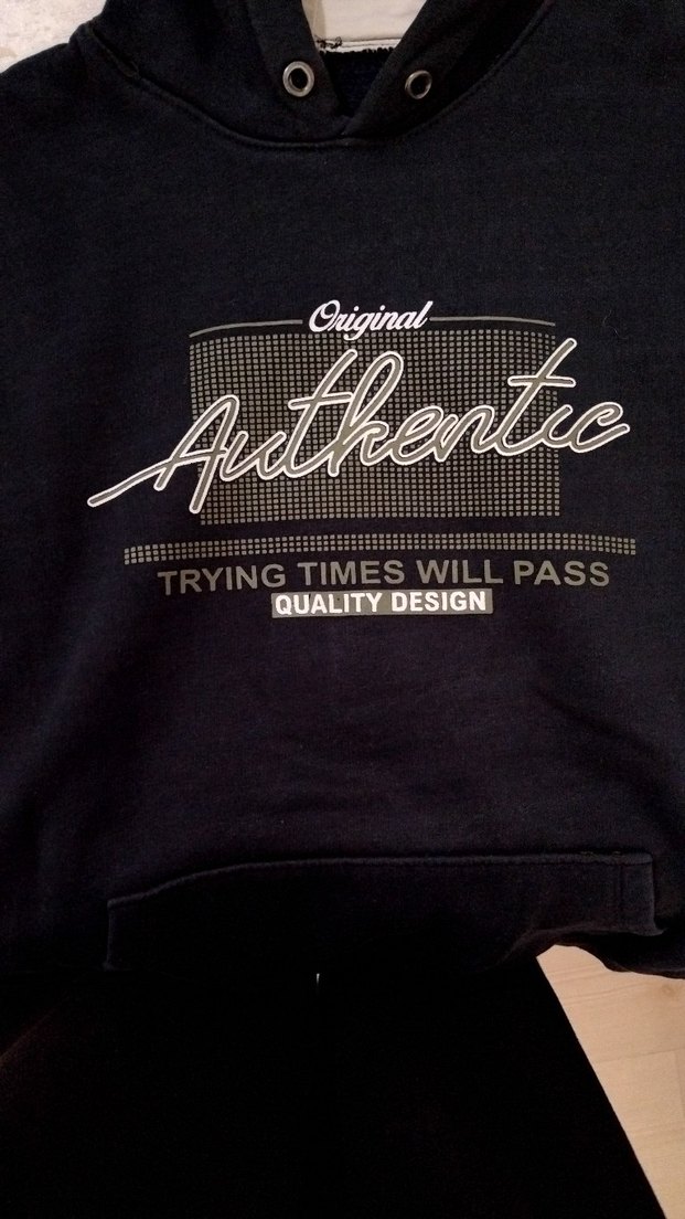 Siyah Kapüşonlu Baskılı Sweatshirt - Görsel 2