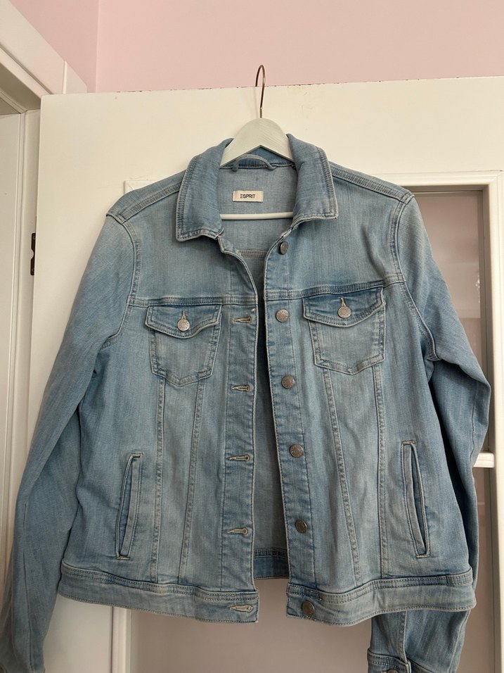 Esprit Kadın Mavi Denim Ceket, Düğmeli, Rahat Kesim - Görsel 3