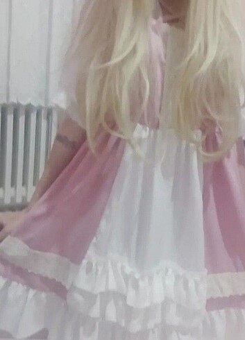 Pembe beyaz lolita elbise
