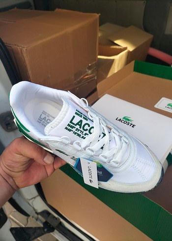 43 Beden beyaz Renk Beyaz Yeşil LACOSTE Bağcıklı Erkek Spor Ayakkabı