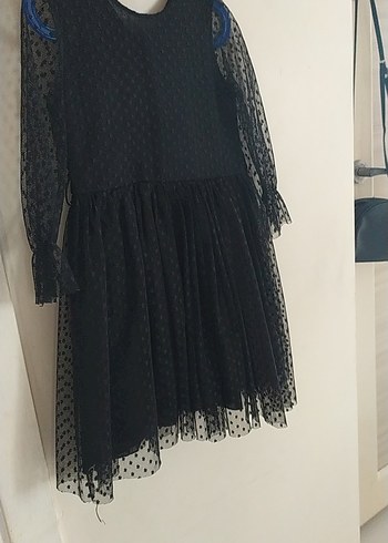 Uzun Kollu Siyah Nakışlı Gotik Kız Elbisesi