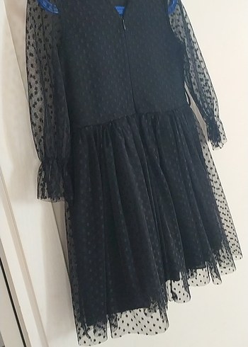 Diğer Uzun Kollu Siyah Nakışlı Gotik Kız Elbisesi