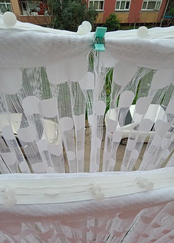 Nakışlı Bohem Beyaz ip perde - Görsel 2