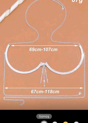 taşli Gümüş Renkli Vücut Zinciri - Görsel 3