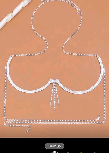 taşli Gümüş Renkli Vücut Zinciri - Görsel 4