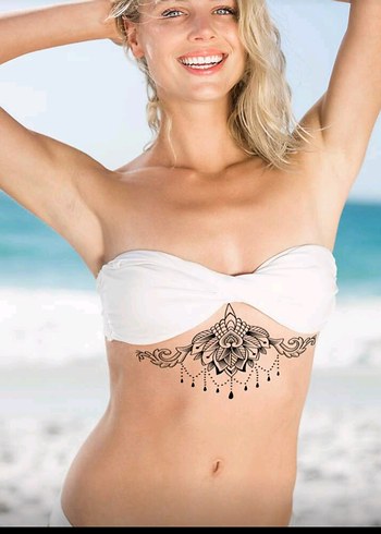 Çiçekli Siyah Dantel Vücut dövmesi - Görsel 2