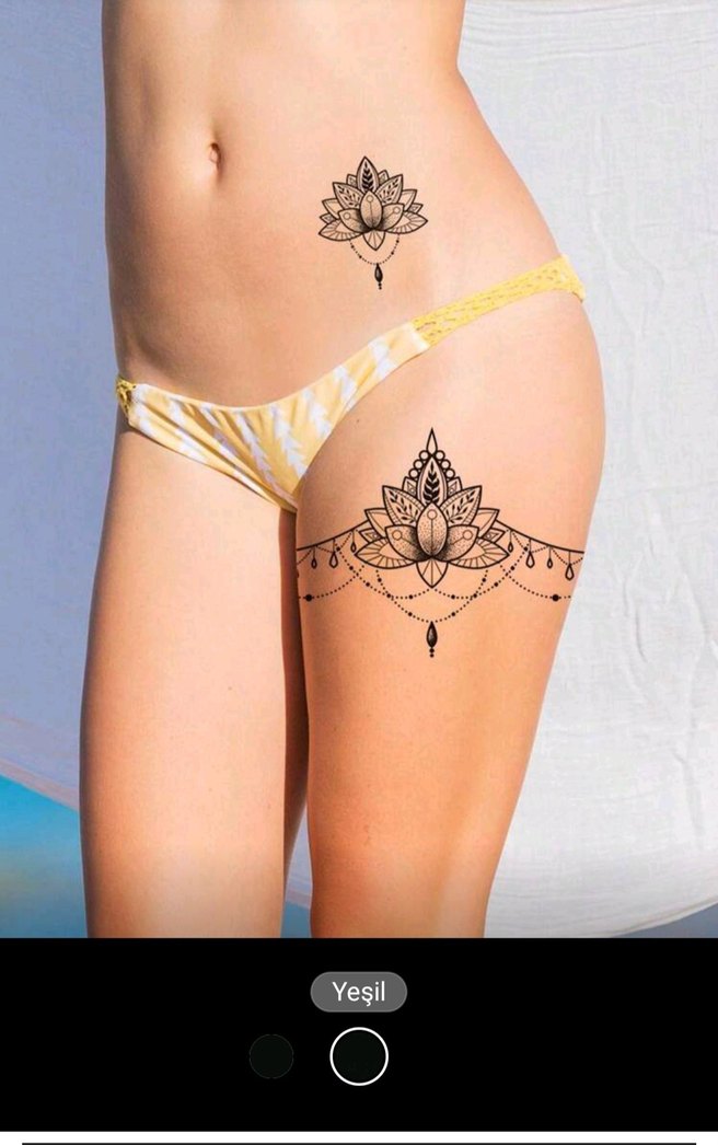 Çiçekli Siyah Dantel Vücut dövmesi - Görsel 3