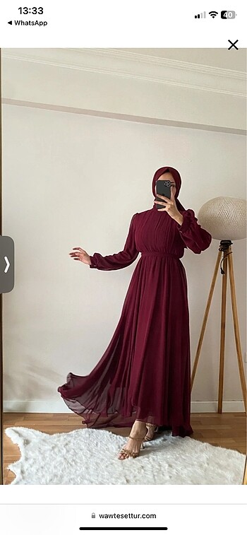 Bordo tesettür abiye