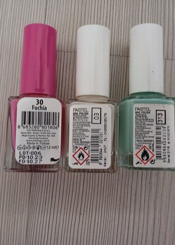Pastel 3 adet oje