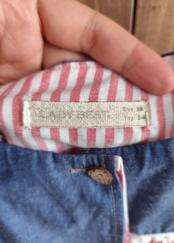 Diğer Kız Çocuk Renkli Çizgili Denim Askılı Elbise