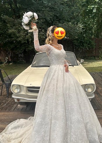 Diğer Boncuk İşlemeli Beyaz A Kesim Gelinlik