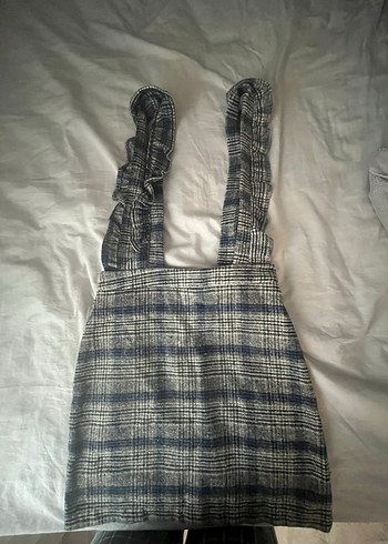 Gri Kareli Salopet elbise - Görsel 2