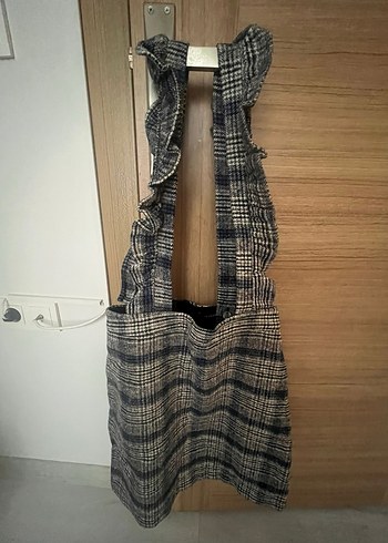 Gri Kareli Salopet elbise - Görsel 3