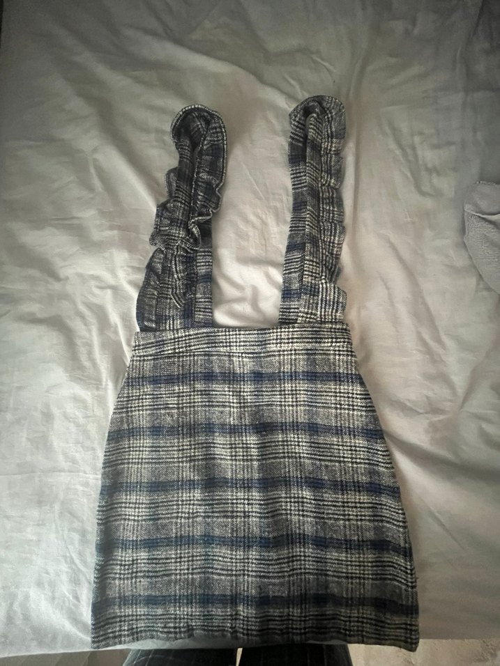 Gri Kareli Salopet elbise - Görsel 2