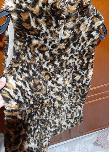 m Beden camel Renk Leopar Desenli Yelek