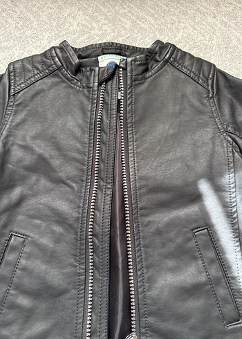18-24 Ay Beden siyah Renk Erkek Çocuk Siyah Deri Biker Ceket