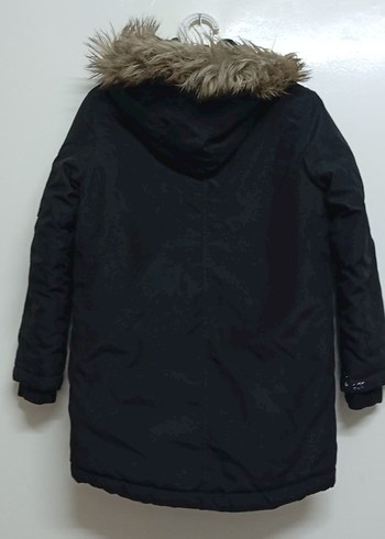 Unısex Çocuk Siyah Kürklü Mont 8,9,10 yaş için uygundur - Görsel 2