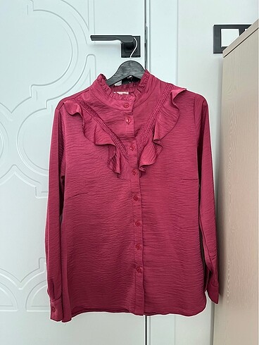 Fuşya parlak gömlek - Görsel 6