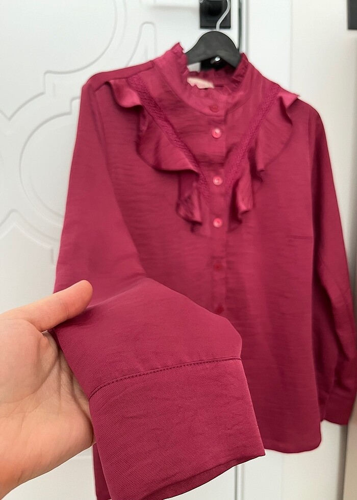 Fuşya parlak gömlek - Görsel 4