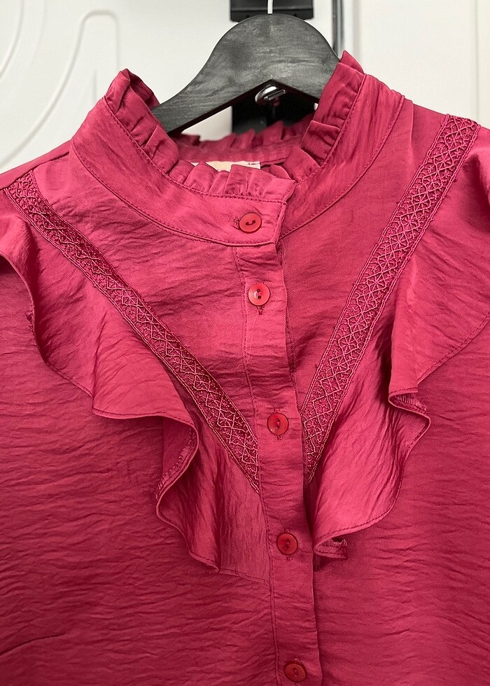 Fuşya parlak gömlek - Görsel 2