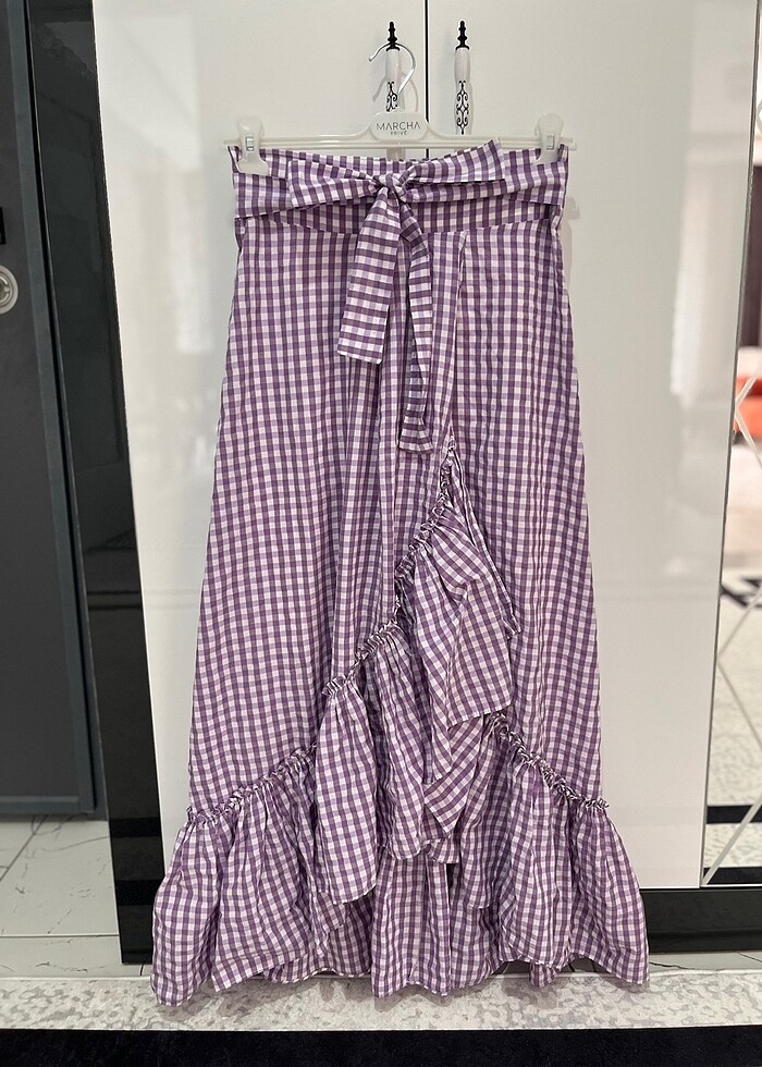 Pötikare desenli fırfırlı etek - Görsel 2