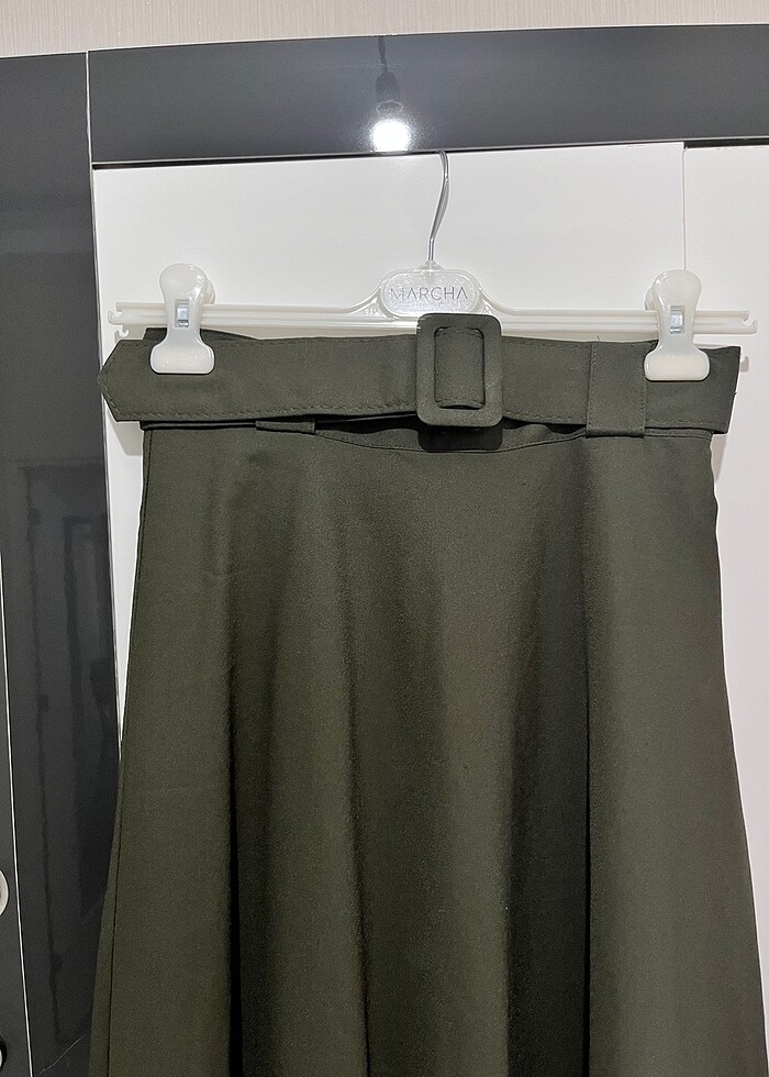 Haki rengi kemerli mevlana etek - Görsel 3