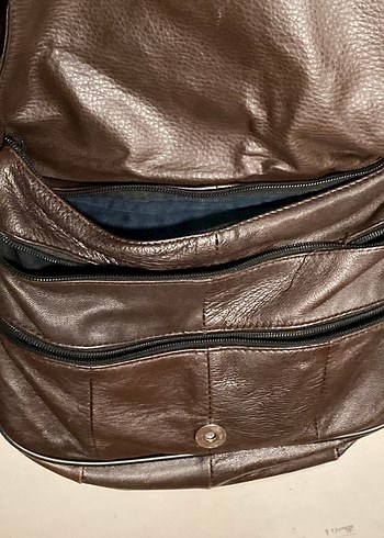 Kahverengi Deri Biker Çanta - Görsel 3