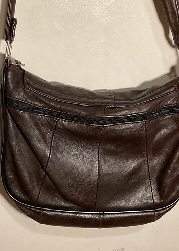 Kahverengi Deri Biker Çanta - Görsel 4