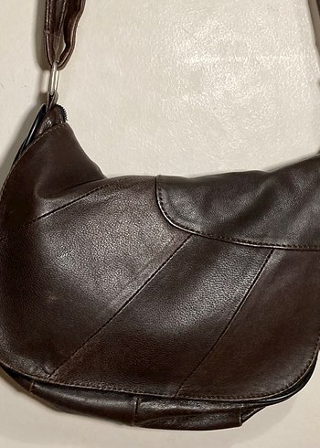 Kahverengi Deri Biker Çanta - Görsel 2