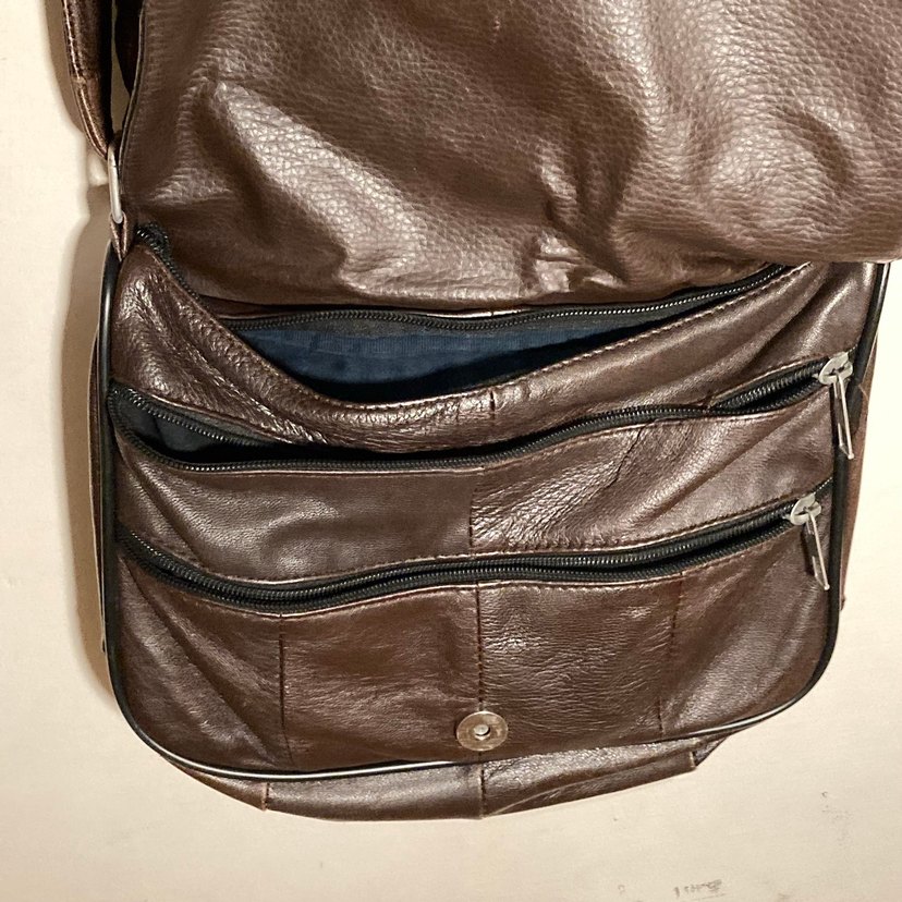 Kahverengi Deri Biker Çanta - Görsel 3