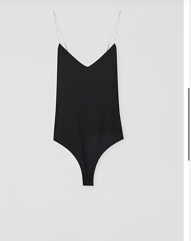 s Beden Pull and bear taşlı askılı siyah body