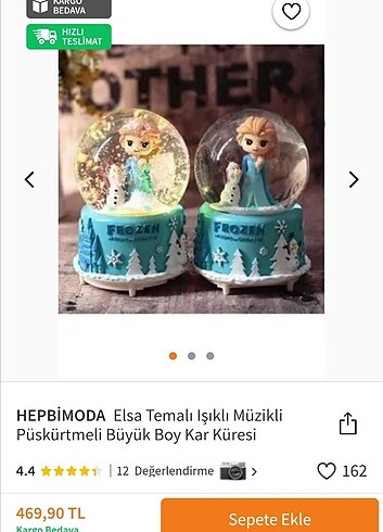  Frozen Işıklı Müzikli Kar Küresi 