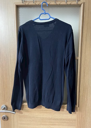 U.S polo Erkek Mavi V Yaka Örgü Triko Kazak - Görsel 2