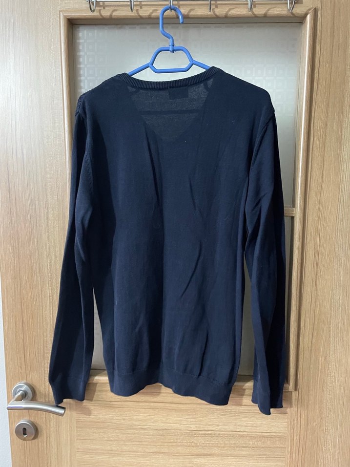 U.S polo Erkek Mavi V Yaka Örgü Triko Kazak - Görsel 2