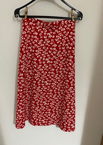 Kırmızı Desenli Midi Etek - Görsel 2