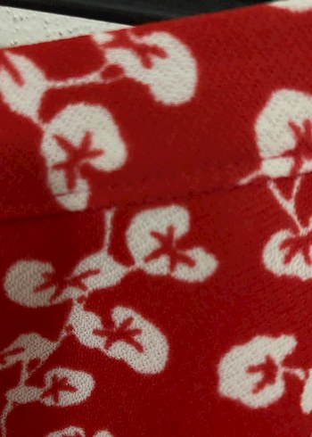 Kırmızı Desenli Midi Etek - Görsel 8