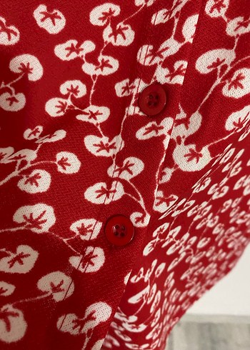 Kırmızı Desenli Midi Etek - Görsel 6